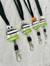Load image into Gallery viewer, PE teacher lanyard personalized, Gym teacher, Gift for coach, Basketball coach, Volleyball coach, Baseball, Soccer, Male teacher, Football
