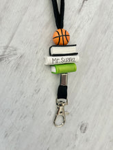Load image into Gallery viewer, PE teacher lanyard personalized, Gym teacher, Gift for coach, Basketball coach, Volleyball coach, Baseball, Soccer, Male teacher, Football