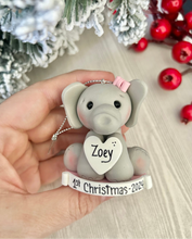 Load image into Gallery viewer, Elephant ornament First Christmas baby girl, 1st Christmas ornament personalized for girl