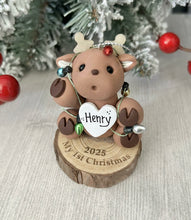 Load image into Gallery viewer, Reindeer Baby First Christmas ornament