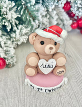 Load image into Gallery viewer, Teddy bear First Christmas ornament for girl