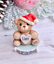 Load image into Gallery viewer, Teddy bear First Christmas ornament for boy
