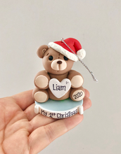 Load image into Gallery viewer, Teddy bear First Christmas ornament for boy