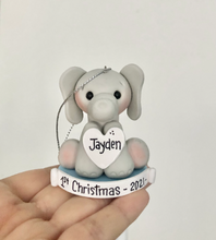 Load image into Gallery viewer, Elephant ornament First Christmas baby boy, 1st Christmas ornament personalized for boy