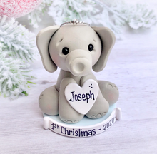 Load image into Gallery viewer, Elephant ornament First Christmas baby boy, 1st Christmas ornament personalized for boy

