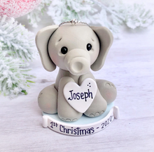 Load image into Gallery viewer, Elephant ornament First Christmas baby boy, 1st Christmas ornament personalized for boy