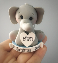 Load image into Gallery viewer, Elephant ornament First Christmas baby boy, 1st Christmas ornament personalized for boy