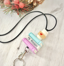 Load image into Gallery viewer, Personalized teacher lanyard with coffee cup, School lanyard ID holder, Coffee mug accessories