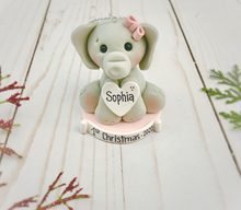 Load image into Gallery viewer, Elephant ornament First Christmas baby girl, 1st Christmas ornament personalized for girl