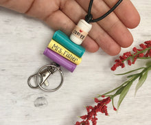 Load image into Gallery viewer, Teacher lanyard personalized with coffee cup, School lanyard ID holder