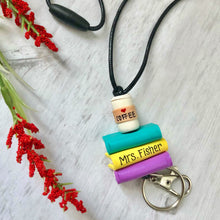 Load image into Gallery viewer, Teacher lanyard personalized with coffee cup, School lanyard ID holder