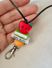 Load image into Gallery viewer, Personalized teacher lanyard, Books and apple lanyard