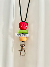 Load image into Gallery viewer, Personalized teacher lanyard, Books and apple lanyard