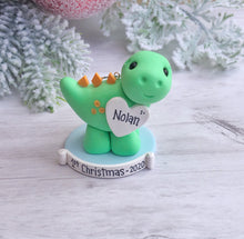 Load image into Gallery viewer, Dinosaur First Christmas ornament personalized