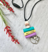 Load image into Gallery viewer, Teacher lanyard personalized with coffee cup, School lanyard ID holder