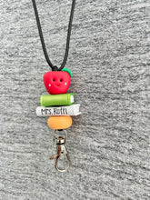 Load image into Gallery viewer, Personalized teacher lanyard, Books and apple lanyard
