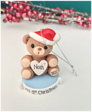 Load image into Gallery viewer, Teddy bear First Christmas ornament for boy
