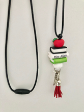 Load image into Gallery viewer, Teacher lanyard with books, Teacher gift, Beaded teacher lanyard, ID holder