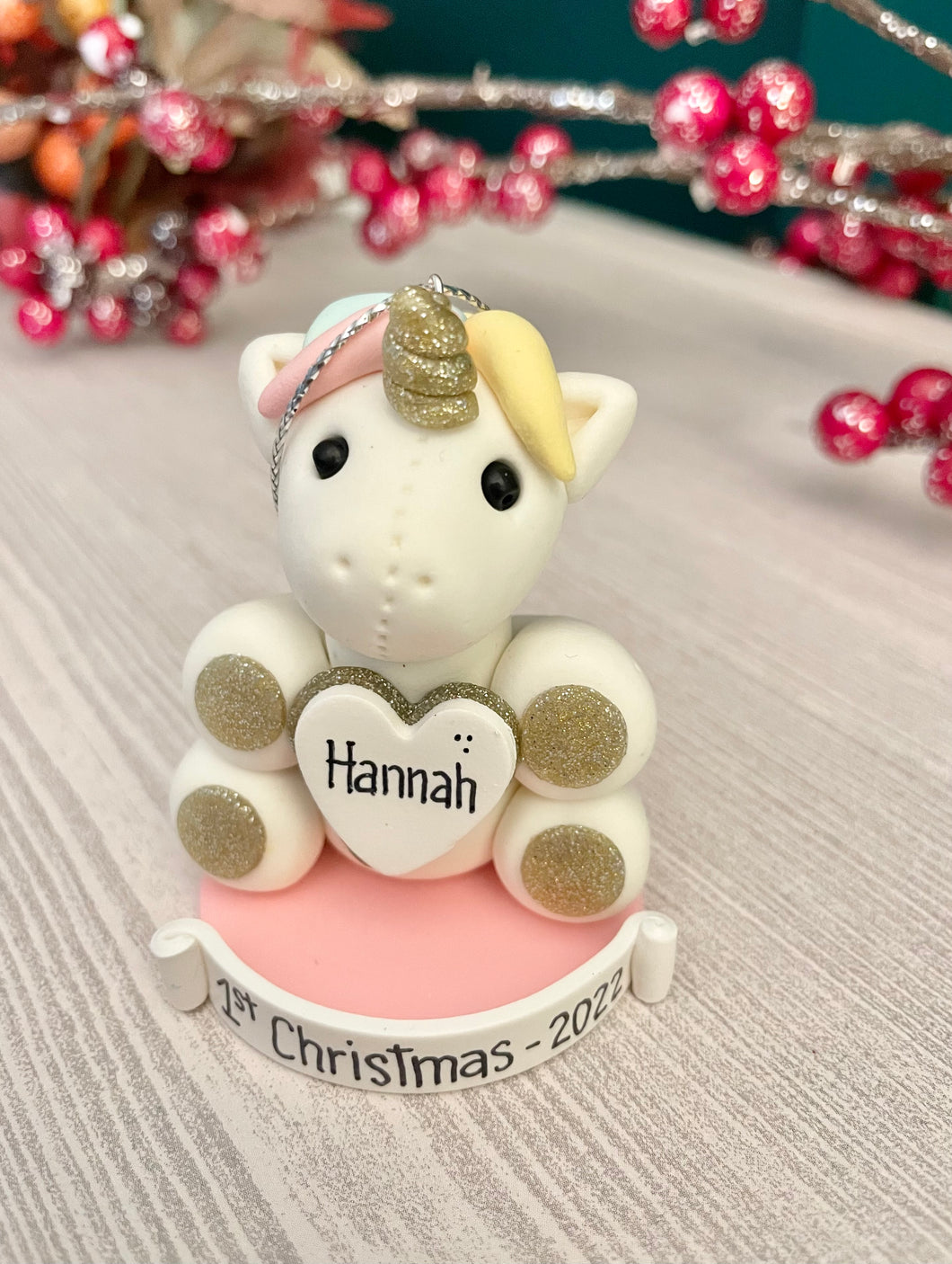 Unicorn First Christmas baby girl, 1st Christmas ornament personalized for girl