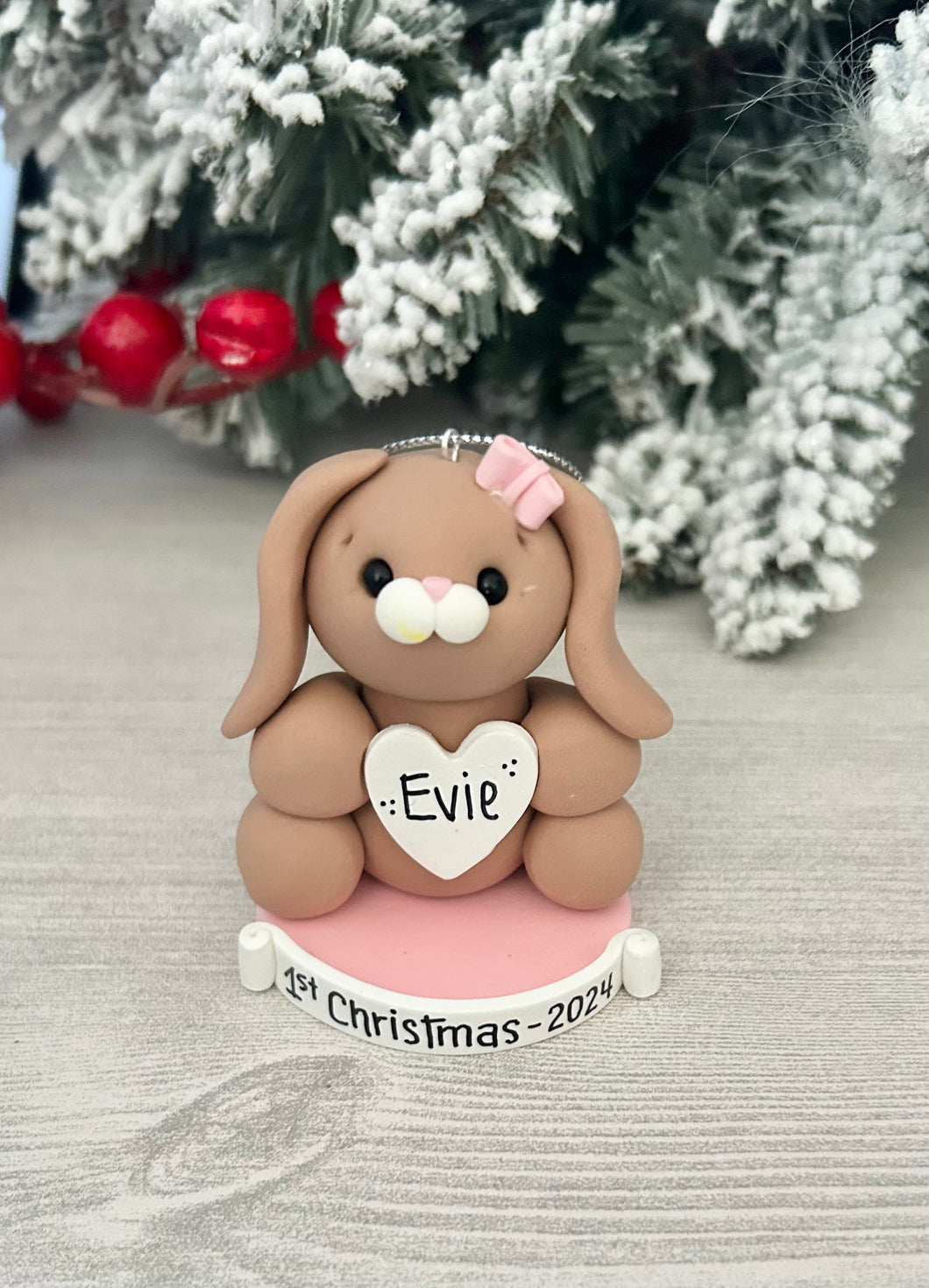 Brown bunny ornament, First Christmas ornament