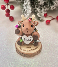 Load image into Gallery viewer, Reindeer Baby First Christmas ornament
