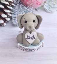 Load image into Gallery viewer, Elephant ornament First Christmas baby boy, 1st Christmas ornament personalized for boy
