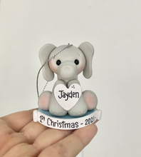 Load image into Gallery viewer, Elephant ornament First Christmas baby boy, 1st Christmas ornament personalized for boy
