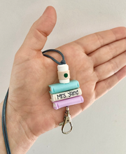 Load image into Gallery viewer, Personalized teacher lanyard with coffee cup, School lanyard ID holder, Coffee mug accessories
