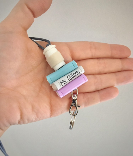 Personalized teacher lanyard with coffee cup, School lanyard ID holder, Coffee mug accessories