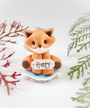 Load image into Gallery viewer, Fox Babys First Christmas ornament personalized, First Christmas ornament gift for boy
