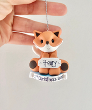 Load image into Gallery viewer, Fox Babys First Christmas ornament personalized, First Christmas ornament gift for boy
