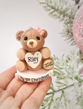 Load image into Gallery viewer, Teddy bear First Christmas ornament for girl
