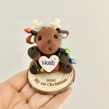 Load image into Gallery viewer, Reindeer Baby First Christmas ornament
