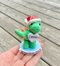 Load image into Gallery viewer, Dinosaur First Christmas ornament personalized
