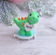 Load image into Gallery viewer, Dinosaur First Christmas ornament personalized
