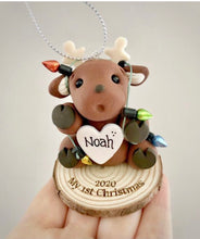Load image into Gallery viewer, Reindeer Baby First Christmas ornament
