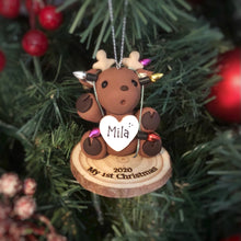 Load image into Gallery viewer, Reindeer Baby First Christmas ornament
