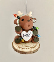 Load image into Gallery viewer, Reindeer Baby First Christmas ornament
