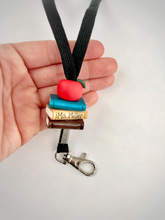 Load image into Gallery viewer, Personalized Teacher lanyard, books and apple Id holder, Neutral colours
