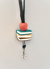 Load image into Gallery viewer, Personalized Teacher lanyard, books and apple Id holder, Neutral colours
