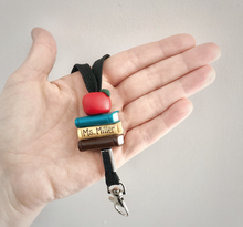Load image into Gallery viewer, Personalized Teacher lanyard, books and apple Id holder, Neutral colours
