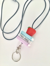 Load image into Gallery viewer, Personalized Teacher lanyard, books and apple Id holder, Pastel colours
